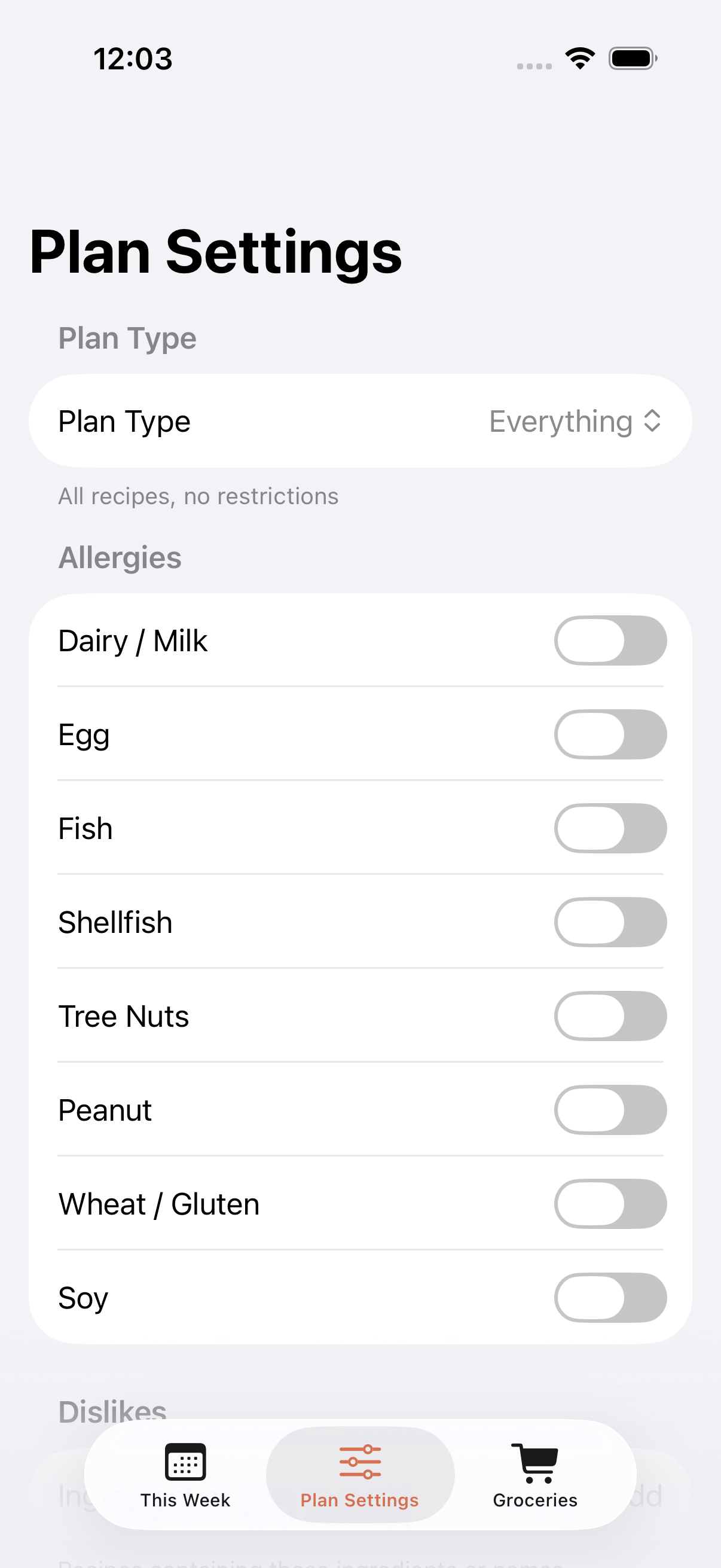 Tell it how you eat — allergies, keto, vegetarian